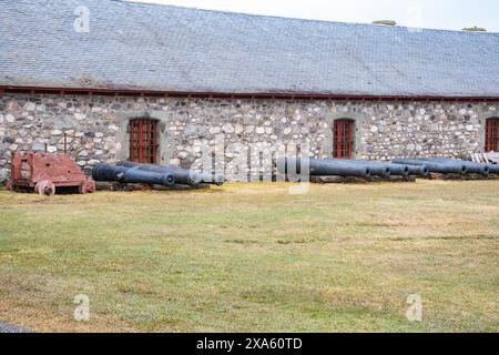 Kanonen in der Festung in Louisbourg, Nova Scotia, Kanada Stockfoto