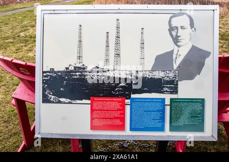 Porträt des Guglielmo Marconi-Zeichens in Glace Bay, Nova Scotia, Kanada Stockfoto