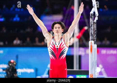 Antwerpen, Belgien. 30. September 2023. ANTWERPEN, BELGIEN - SEPTEMBER 30: Kazuma Kaya aus Japan während des ersten Tages der Weltmeisterschaft im Kunstturnen 2023 im Sportpaleis am 30. September 2023 in Antwerpen, Belgien. (Foto: Joris Verwijst/BSR Agency) Credit: BSR Agency/Alamy Live News Stockfoto