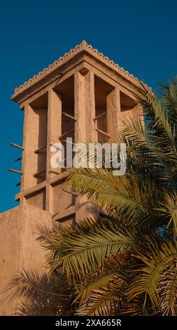 Ein malerischer Blick auf das historische Viertel Al Fahidi in Dubai Stockfoto