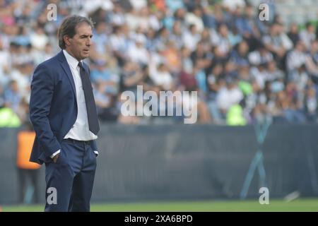 Pachuca De Soto, Mexiko. Juni 2024. Guillermo Almada Head Coach von Pachuca ist beim Finalspiel des CONCACAF Champions Cup 2024 zwischen Columbus Crew und Tuzos de Pachuca im Estadio Hidalgo zu sehen. Pachuca schlägt Columbus Crew mit 3:0. Am 1. Juni 2024 in Pachuca, Mexiko. (Foto: Ismael Rosas/Eyepix Group/SIPA USA) Credit: SIPA USA/Alamy Live News Stockfoto