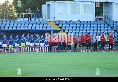 Karlovac, Kroatien. Juni 2024. Qualifikation für die Fußball-Europameisterschaft der Frauen 2025, Liga B, Gruppe 4, Kroatien - Kosovo, im Stadion Branko Cavlovic-Cavlek in Karlovac, Kroatien, am 04. Juni 2024. Foto: Sanjin Strukic/PIXSELL Credit: Pixsell/Alamy Live News Stockfoto