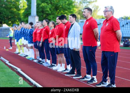 Karlovac, Kroatien. Juni 2024. Qualifikation für die Fußball-Europameisterschaft der Frauen 2025, Liga B, Gruppe 4, Kroatien - Kosovo, im Stadion Branko Cavlovic-Cavlek in Karlovac, Kroatien, am 04. Juni 2024. Foto: Sanjin Strukic/PIXSELL Credit: Pixsell/Alamy Live News Stockfoto