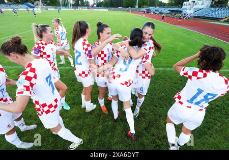 Karlovac, Kroatien. Juni 2024. Qualifikation für die Fußball-Europameisterschaft der Frauen 2025, Liga B, Gruppe 4, Kroatien - Kosovo, im Stadion Branko Cavlovic-Cavlek in Karlovac, Kroatien, am 04. Juni 2024. Foto: Sanjin Strukic/PIXSELL Credit: Pixsell/Alamy Live News Stockfoto