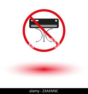 Kein Schild für Klimaanlage. Symbol für Kühlverbot. Symbol für Vektor-HLK verboten. Stock Vektor