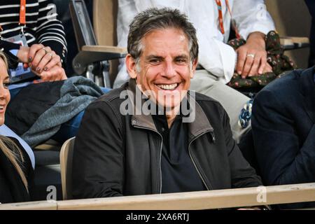 Paris, Frankreich. Juni 2024. Ben STILLER während des zehnten Tages der Roland-Garros 2024, French Open 2024, Grand Slam Tennis Turnier im Roland-Garros Stadion am 4. Juni 2024 in Paris. Quelle: DPPI Media/Alamy Live News Stockfoto