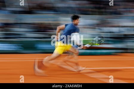 Paris, Frankreich. Juni 2024. Roland Garros, 4. Juni 2024: Carlos Alcaraz (ESP) bei den French Open 2024. Alamy Live News/Corleve Credit: Corleve/Alamy Live News Stockfoto