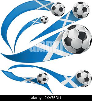 Schottland Flaggenset mit Fußball-Set-Symbol. Vektorabbildung Stock Vektor