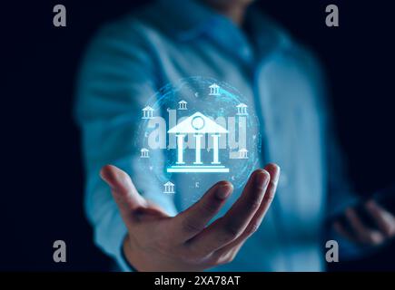 Zentralbanken und internationales Währungskonzept. Geschäftsmann tauscht Dollar Yuan Yen Pfund Sterling und Euro gegen Devisen und Devisenwechsel Stockfoto