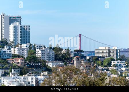 Einen Panoramablick über die Golden Gate Bridge in San Francisco, Kalifornien Stockfoto