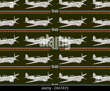 Vintage graue Flugzeug Set Collage mit 1940 Legende, Luftwaffe Barren Farben, gelben Sternen und und grünem Militär Farbe auf Hintergrund Stock Vektor