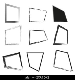 Abstraktes Rahmenset. Geometrische Formen. Vektordesign. Schwarz-weiß. Stock Vektor