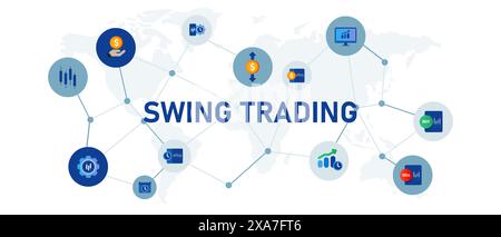 Swing-Handelsstrategie Handel Marktdiagramm Gewinnwachstum wirtschaftliches Finanzeinkommen Stock Vektor