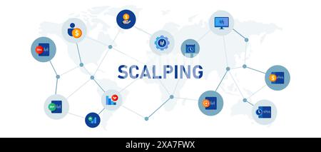 Scalping Trading Geschäftsstrategie Handel Marktwachstum wirtschaftlicher Gewinn Finanzierung Stock Vektor
