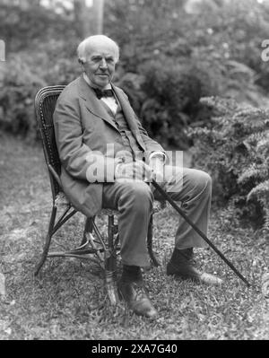 Thomas Alva Edison (1847–1931) zu seinem 84. Geburtstag in der Seminole Lodge, Edisons Haus in Fort Myers, Florida, am 11. Februar 1931. (USA) Stockfoto