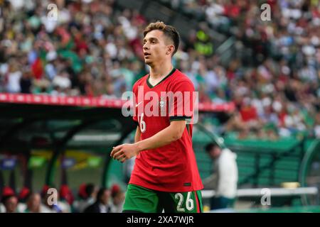 Lissabon, Portugal. Juni 2024. Francisco Conceicao aus Portugal wurde während des UEFA-Freundschaftsfußballspiels zwischen Portugal und Finnland im Estadio Jose Alvalade gesehen. Endpunktzahl: Portugal 4:2 Finnland Credit: SOPA Images Limited/Alamy Live News Stockfoto