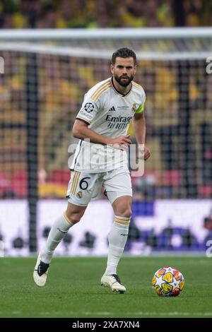 Nacho Jose Ignacio Fernandez Iglesias (Real Madrid) während des Spiels der UEFA Champions League 2023 2024 zwischen Borussia Dortmund 0-2 Real Madrid im Wembley Stadium am 1. Juni 2024 in London. Quelle: Maurizio Borsari/AFLO/Alamy Live News Stockfoto