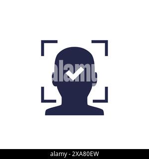 Gesichtserkennungssymbol, biometrischer Gesichts-Scan Stock Vektor