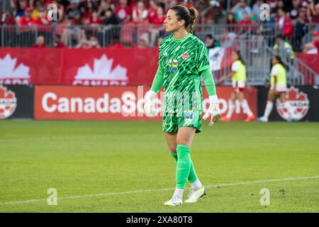 Toronto, Ontario, Kanada. Juni 2024. Sabrina D’Angelo #18 aus Kanada in Aktion während eines internationalen Freundschaftsspiels am 4. Juni 2024 im BMO Field in Toronto, Ontario, Kanada. Das Spiel endete mit 1:1. Quelle: ZUMA Press, Inc./Alamy Live News Stockfoto