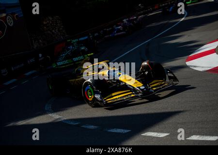 Monte-Carlo, Monaco - 26. MAI 2024, Lando Norris Nr. 4 (GBR, McLaren), Fernando Alonso Nr. 14 (SPA, Aston Martin), Nr. 3 Daniel Ricciardo (aus, Visa CashApp RB) Stockfoto