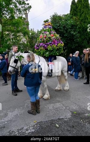 Feierlichkeiten zum Oak Apple Day Castleton Peak District Derbyshire UK Stockfoto