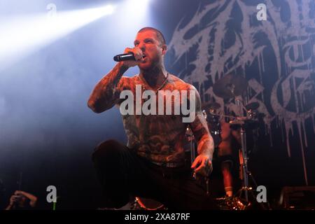 Oslo, Norwegen. Juni 2024. Die russische Deathcore-Band Slaughter to Supreme feiert ein Live-Konzert im Rockefeller in Oslo. Hier ist Sänger Aleksandr Shikolai live auf der Bühne zu sehen. (Foto: Gonzales Photo/Alamy Live News Stockfoto