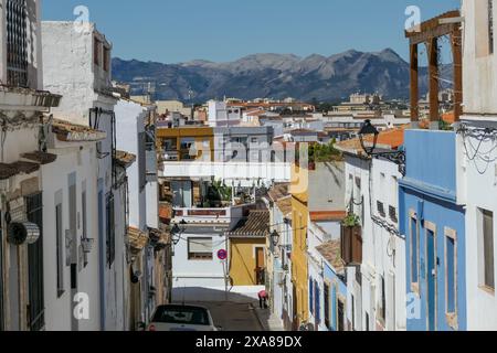 Denia in Alicante: Die Altstadt mit Fischerhütten Stockfoto