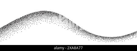 Hintergrund für Wellenstruktur mit Stippelmuster. Schwarzes Rauschen Punktstruktur, abstrakte Punktstippellinien, Sandkorneffekt, Vektorillustration isoliert auf Stock Vektor