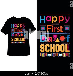 Happy First Day of School, Happy 100th Day of School T-Shirt Design Stock Vektor