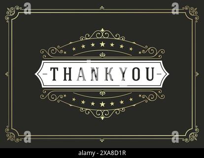 Vielen Dank Typografie Message Vintage Grußkarte Design Vorlage. Blüht kalligraphisches Ornament Retro-Vektor-Hintergrund auf. Dankeschön-Karte, Tha Stock Vektor
