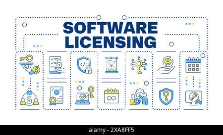 Wort-Konzept für Softwarelizenzen isoliert auf weiß Stock Vektor