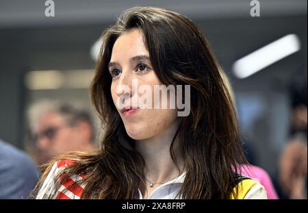 Brüssel, Belgien Juni 2024. Die belgische Turnerin Nina Derwael stellte auf einer Pressekonferenz den dritten Teil der Auswahl der Athleten des Teams Belgien für die Olympischen Spiele 2024 in Paris am Mittwoch, den 5. Juni 2024, in Brüssel vor. BELGA PHOTO ERIC LALMAND Credit: Belga News Agency/Alamy Live News Stockfoto