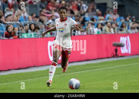 Toronto, Kanada. Juni 2024. Ashley Lawrence #10 von Kanada in Aktion während eines internationalen Freundschaftsspiels im BMO Field. Das Spiel endete mit 1:1. Quelle: SOPA Images Limited/Alamy Live News Stockfoto