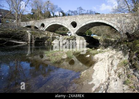 Die Cenarth Bridge ist eine einspurige Brücke über den Teifi, die 1785 von David Edwards gebaut wurde. Stockfoto