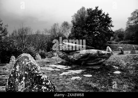 Der Schaukelstein am Coedpenmaen Common war ein öffentlicher Treffpunkt in Pontypridd von Chartisten bis Druiden, auch Dr. William Price sprach an die Öffentlichkeit Stockfoto