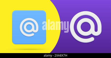 E-Mail-Adressschild Internet Connect for Communications Button Logo Set 3D Symbol Vektor Illustration. E-Mail-Info-Kontakte für Fragen, Handel Suggei Stock Vektor
