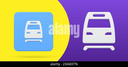 Trainieren Sie einfache 3D-Symbol-Vorderansicht-Taste Set Vektor-Illustration. Silhouette der Radbahnen Personenverkehr. Einschienenbahn U-Bahn, Lokomo Stock Vektor