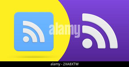 WLAN-Signal diagonal platzierte drahtlose Zone Internetverbindung einfache 3D-Symbol-Taste Set Vektor-Illustration. Wi-fi-Steuerung, Cyberspace-Benutzeroberfläche Stock Vektor