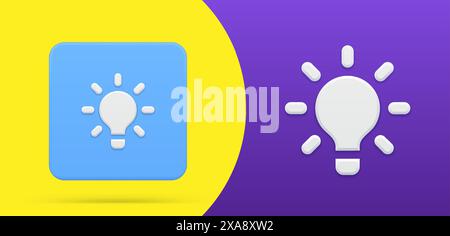 Klassische Glühlampe einfache 3D-Symbol-Taste Set Vektor-Illustration. Symbol für Idee, Lösung, Brainstorming, Innovation, Inspiration, Elektrizität, Inven Stock Vektor