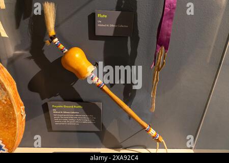 Replica Peyote Kürbisrasseln. Ute Indian Culture, BYU Museum of Peoples and Cultures in Provo, Utah. Stockfoto