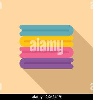 Minimalistische Illustration mit einem Stapel Handtücher in leuchtenden Farben Stock Vektor