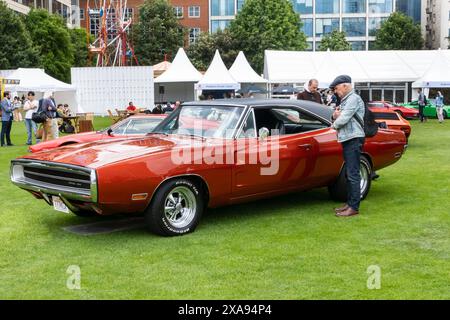 1970 Dodge Charger 440 R/T 500 Magnum auf dem London Concours 2024 bei der Honourable Artillery Company in der City of London UK Stockfoto