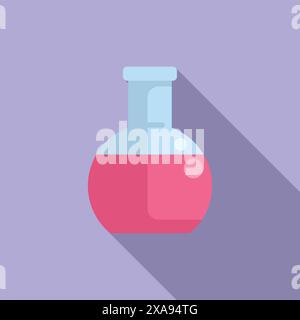 Laborglasflasche mit bunten Flüssigkeiten für chemische Experimente und wissenschaftliche Forschung in Biologie und Gesundheitswesen. Isoliert auf weißem Hintergrund Vektorillustration für Bildung. Lernen Stock Vektor