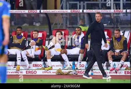 DFB-Trainer Julian Nagelsmann, Bundestrainer, Nationaltrainer Benjamin Henrichs, DFB 20 Brajan Gruda, DFB 9 Rocco Reitz, DFB 19 Jonathan Tah, DFB 4 David Raum, DFB 3 im Freundschaftsspiel DEUTSCHLAND - UKRAINE 0-0 DEUTSCHLAND - UKRAINE in Vorbereitung auf die Europameisterschaft 2024 am 3. Juni 2024 in Nürnberg. Fotograf: ddp Images/STAR-Images Credit: ddp Media GmbH/Alamy Live News Stockfoto