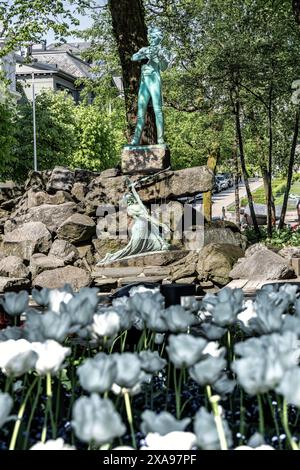 Edward Grieg Statue in Bergen, Norwegen Stockfoto
