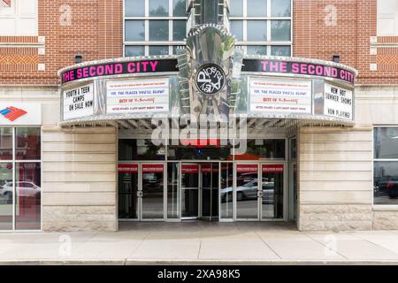 The Second City ist eine Improvisations-Comedy-Truppe, die 1959 gegründet wurde und der Ausgangspunkt vieler preisgekrönter Stars war. Stockfoto