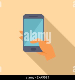 Hand verwendet ein Smartphone und berührt den Bildschirm während des Surfens Stock Vektor