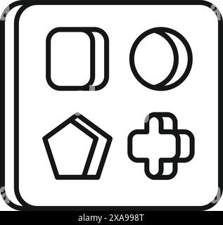 Ein Set aus vier Holzblöcken mit verschiedenen geometrischen Formen hilft Kindern beim Lernen Stock Vektor