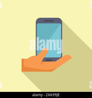 Die Person verwendet ihren Finger, um mit einem Mobiltelefon zu interagieren Stock Vektor