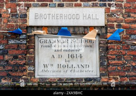 Steyning, 1. Juni 2024: Brotherhood Hall, Teil des alten Gymnasialgebäudes in der Church Street Stockfoto